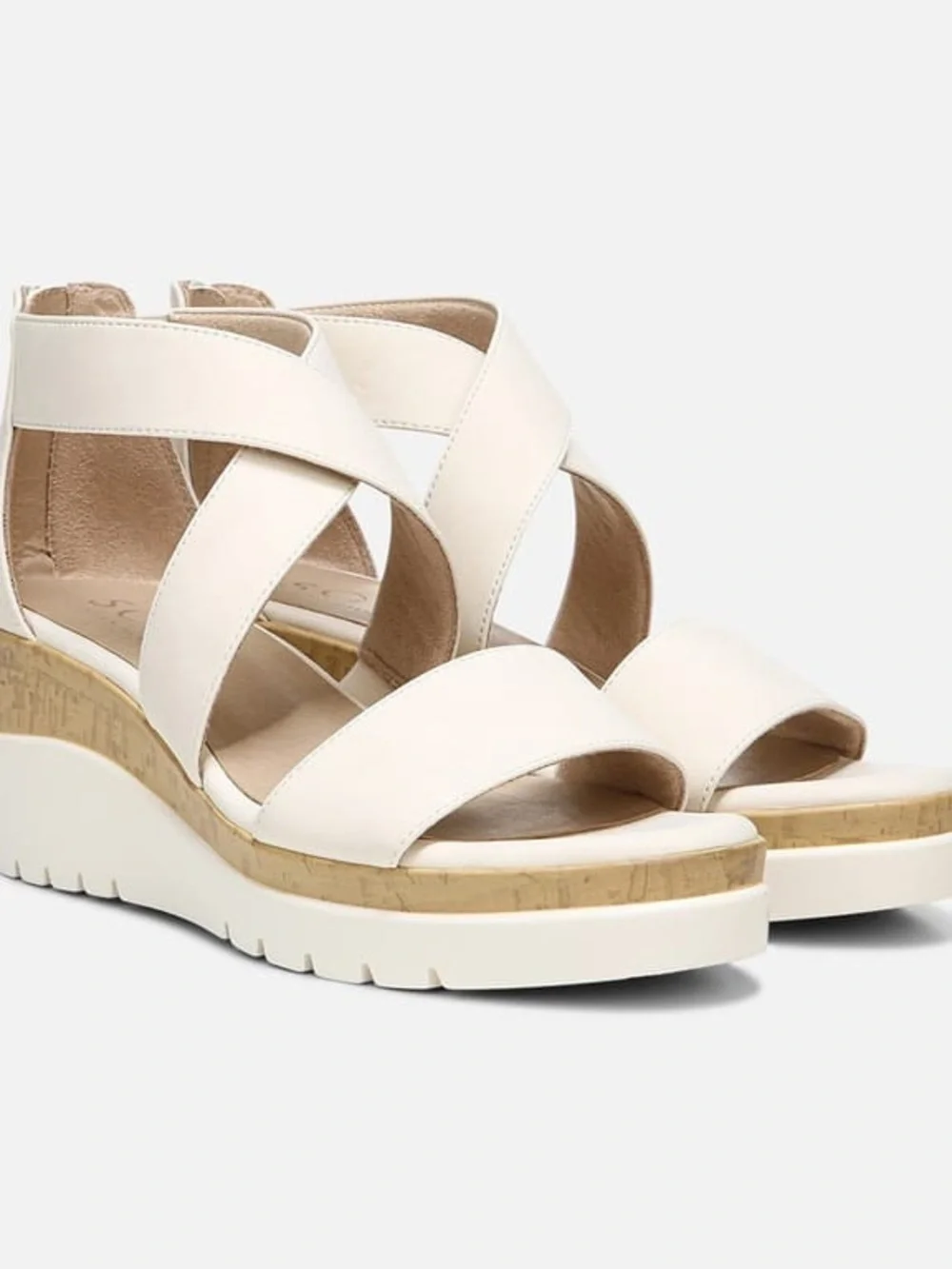 Naturalizer Cream Crisscross Wedge Sandals